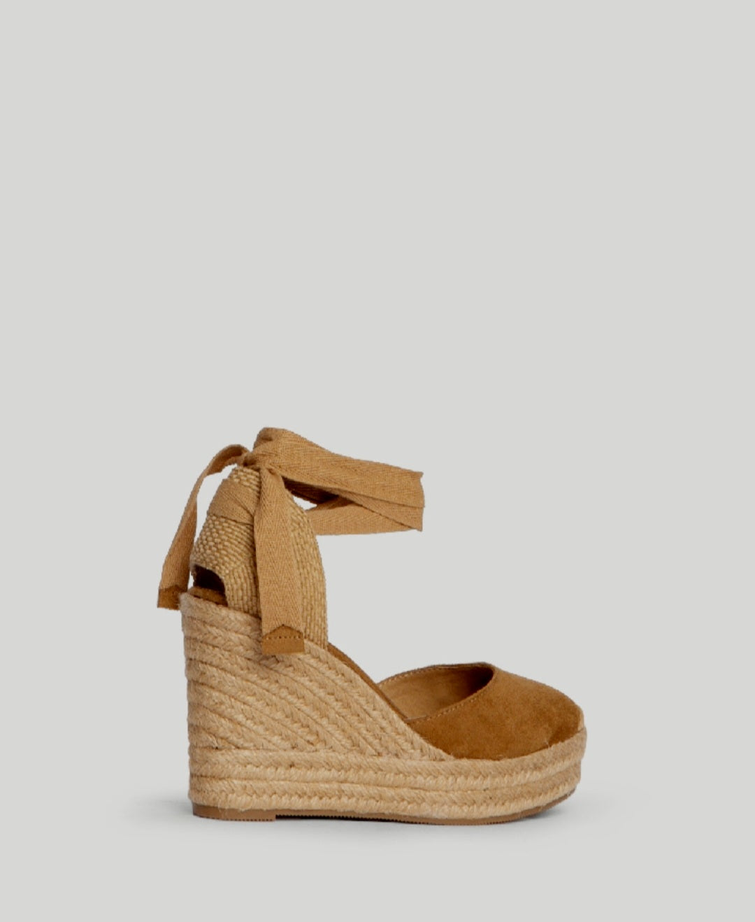 Corina Camel Lace-Up Wedge Espadrilles