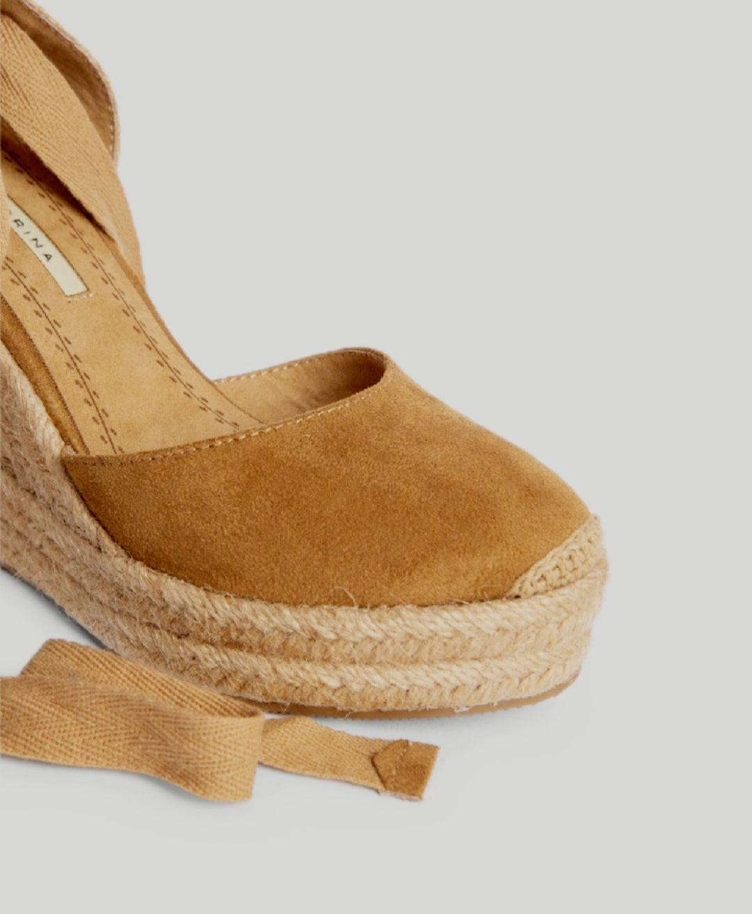 Corina Camel Lace-Up Wedge Espadrilles