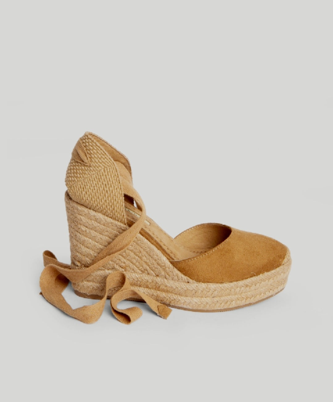 Corina Camel Lace-Up Wedge Espadrilles