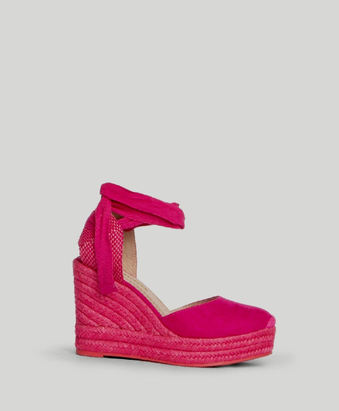 Corina Fuchsia Lace-Up Wedge Espadrilles