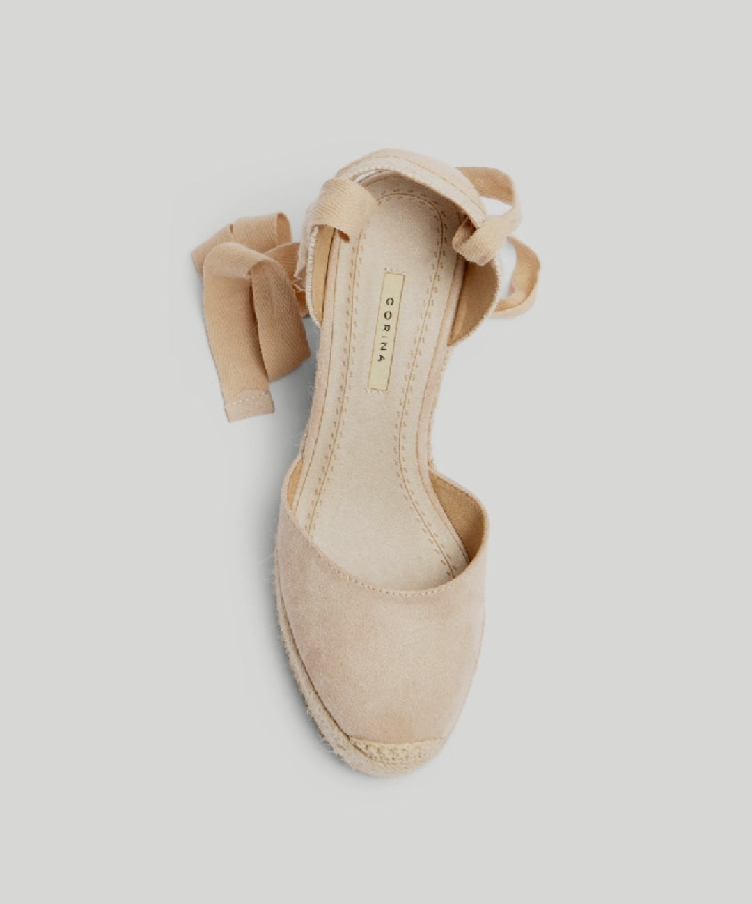 Corina Beige Lace-Up Wedge Espadrilles