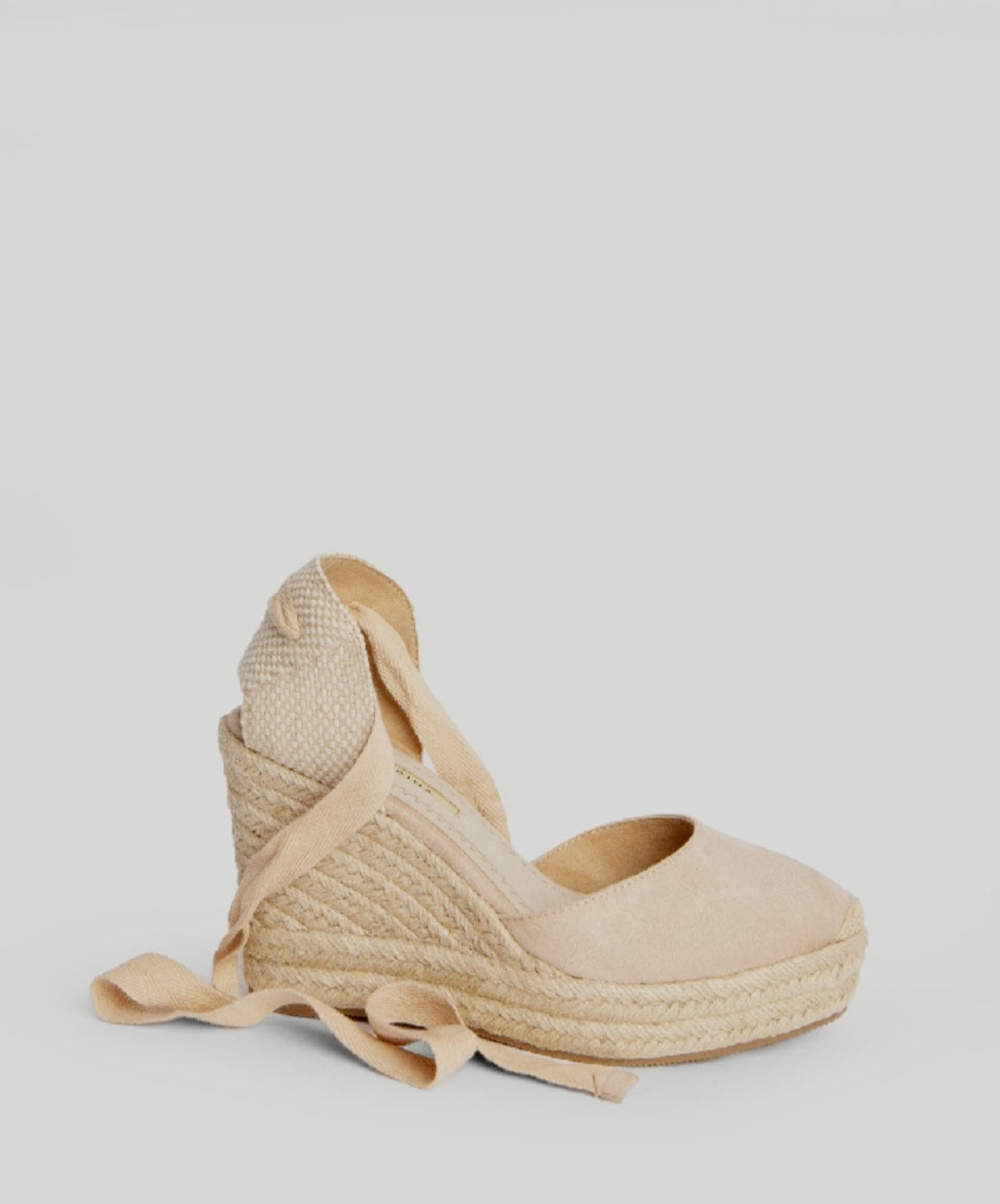 Corina Beige Lace-Up Wedge Espadrilles