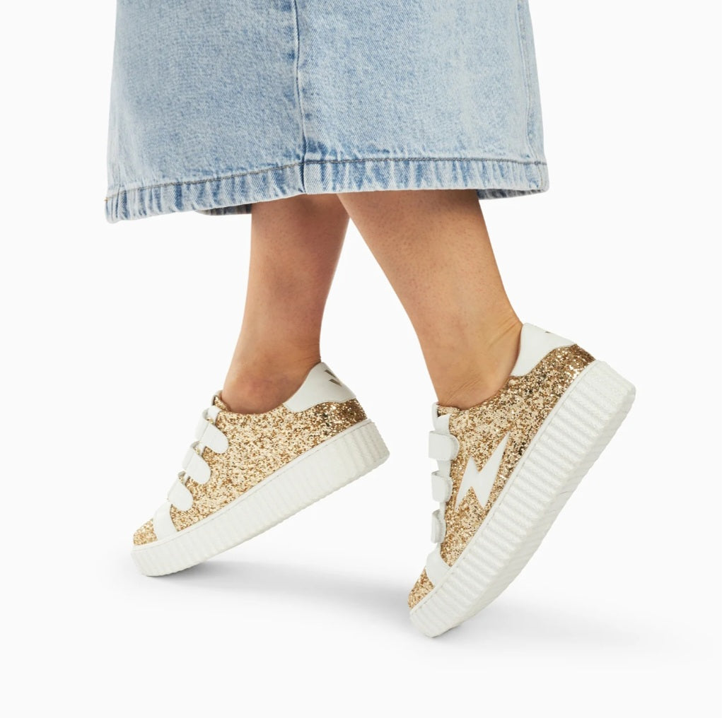 Marielle Gold Glitter Lightning Sneakers