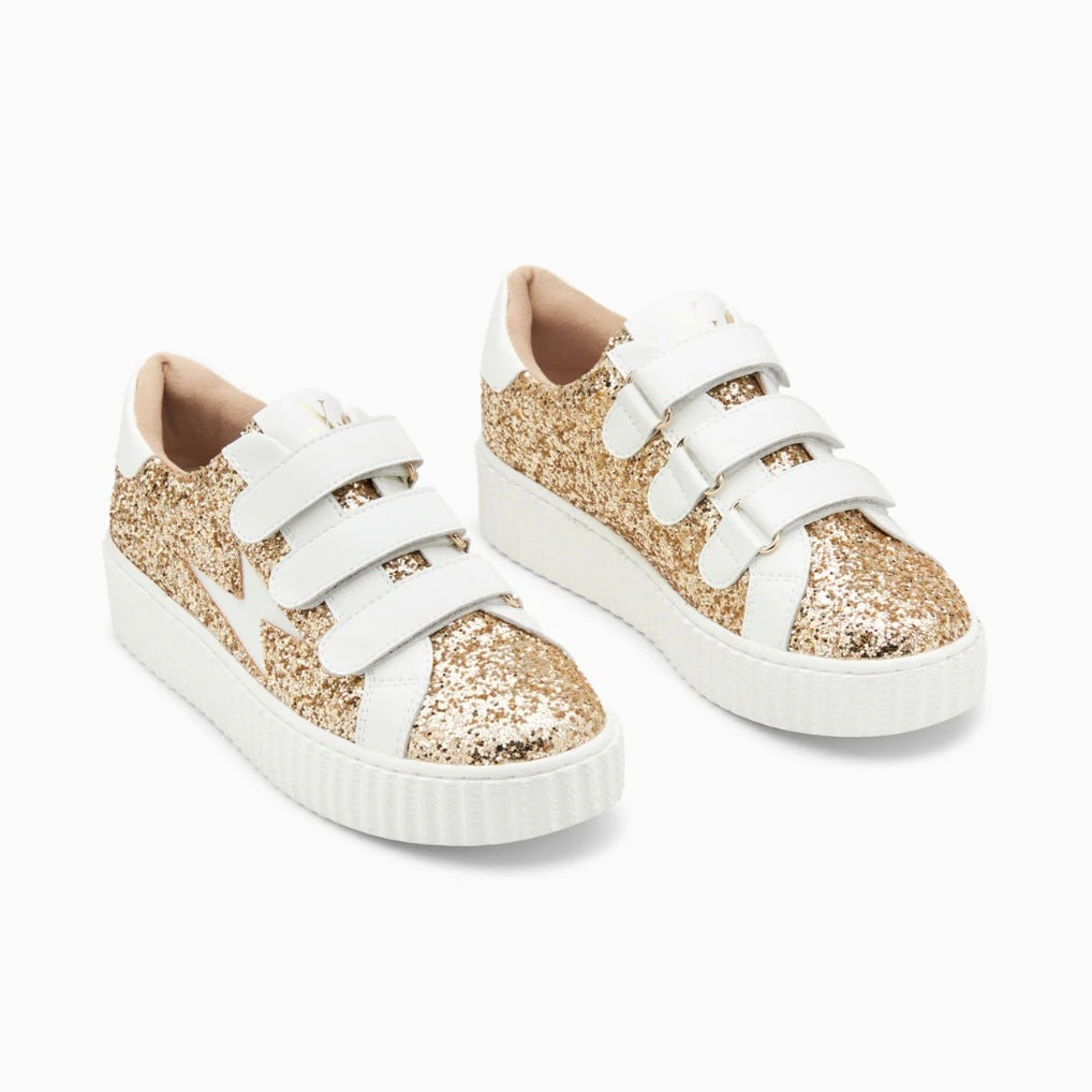 Marielle Gold Glitter Lightning Sneakers