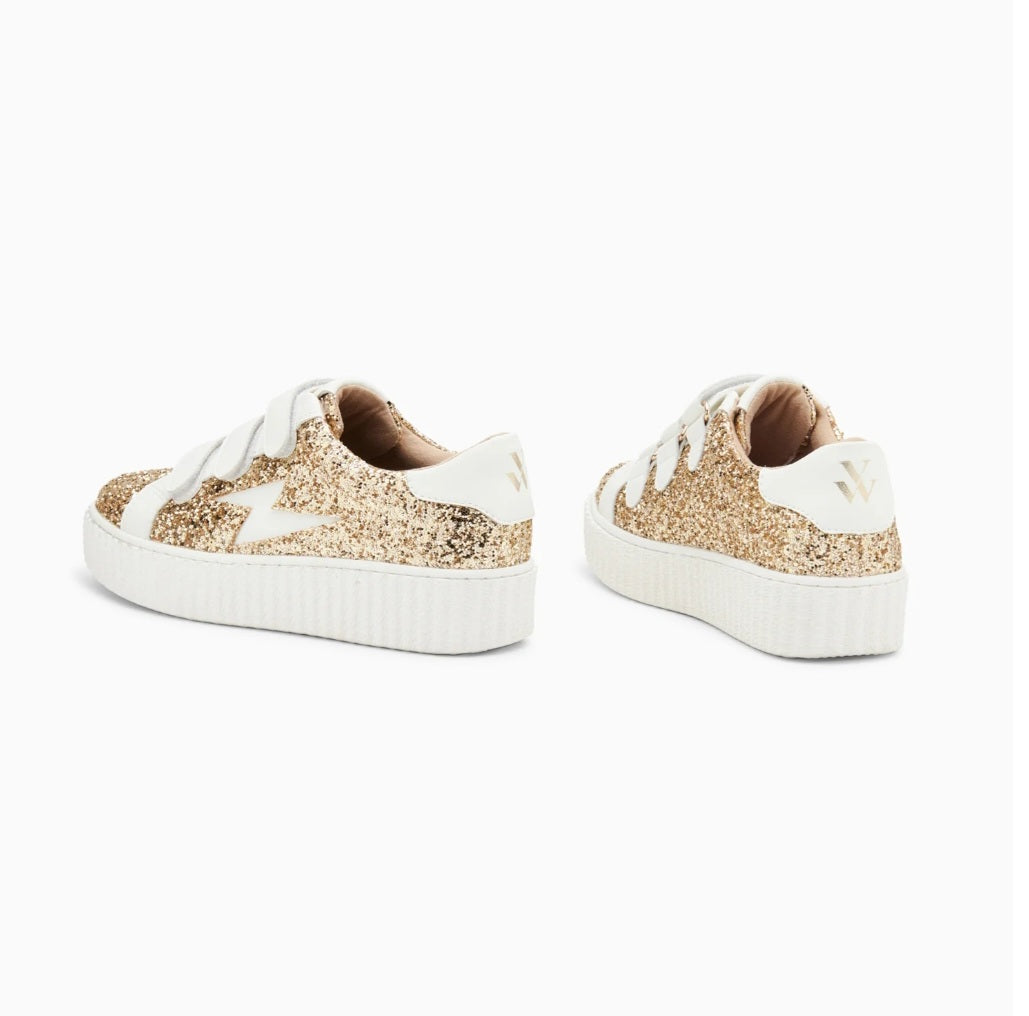 Marielle Gold Glitter Lightning Sneakers