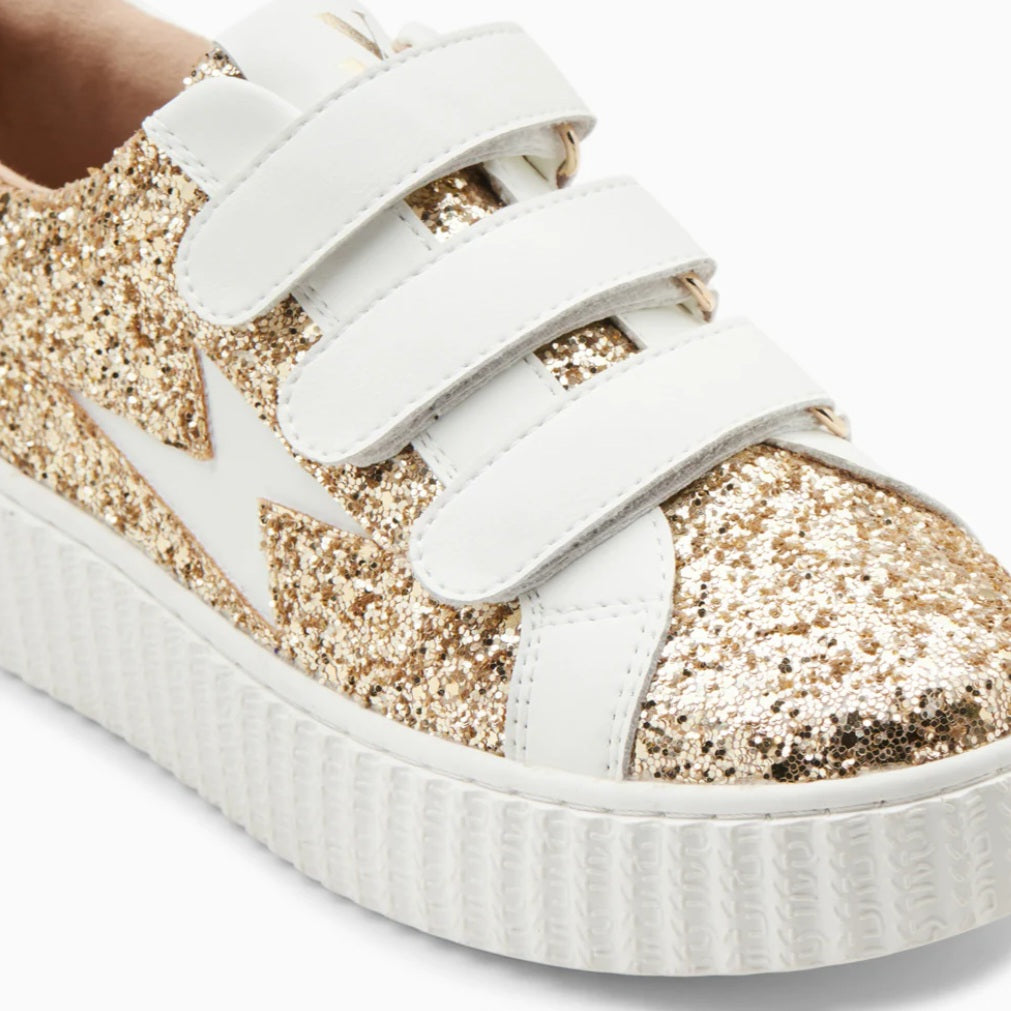 Marielle Gold Glitter Lightning Sneakers