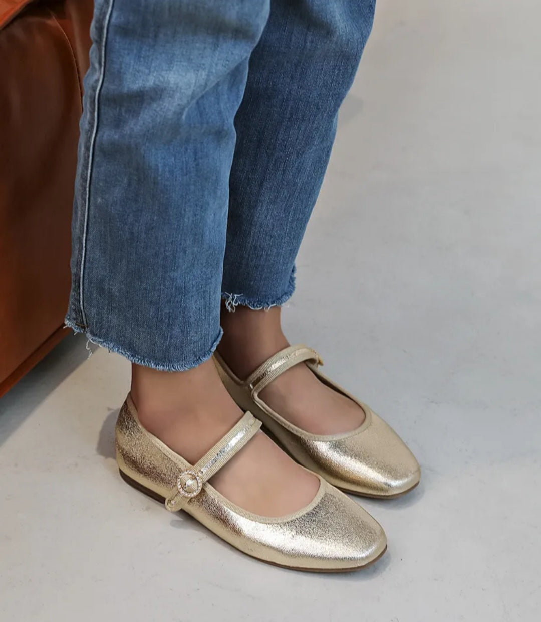 Gold buckle ballerinas