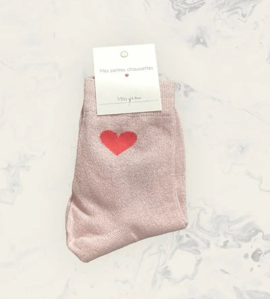 Chaussettes Coeur Rose & Rouge