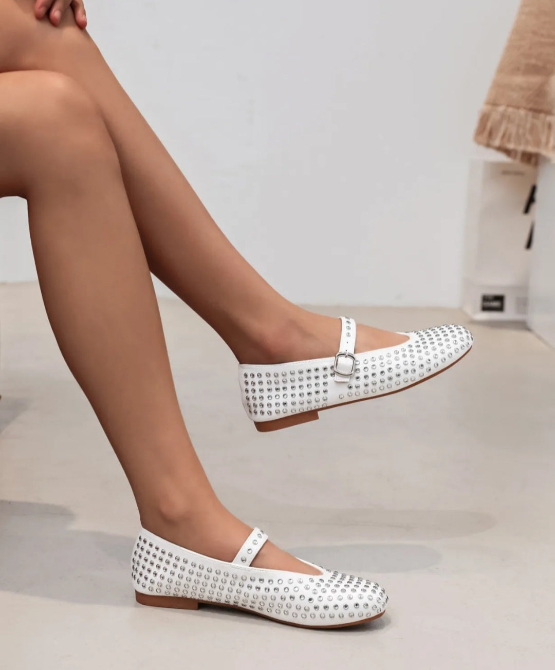 Ballerines babbies bijoux Blanc