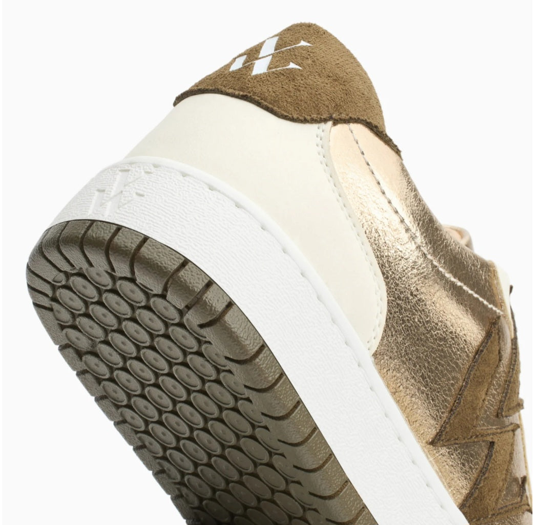 Vanessa Wu Cidem monogram gold and khaki sneakers