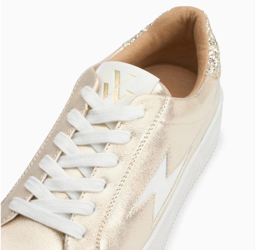 Vanessa Wu Elodie champagne lightning lace-up sneakers