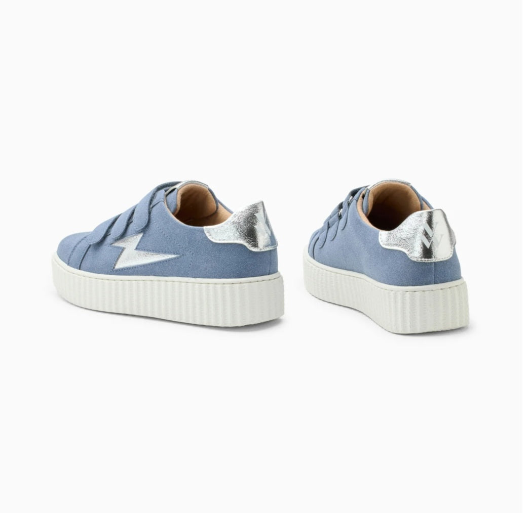 Vanessa Wu Alison blue and silver sneakers with velcro