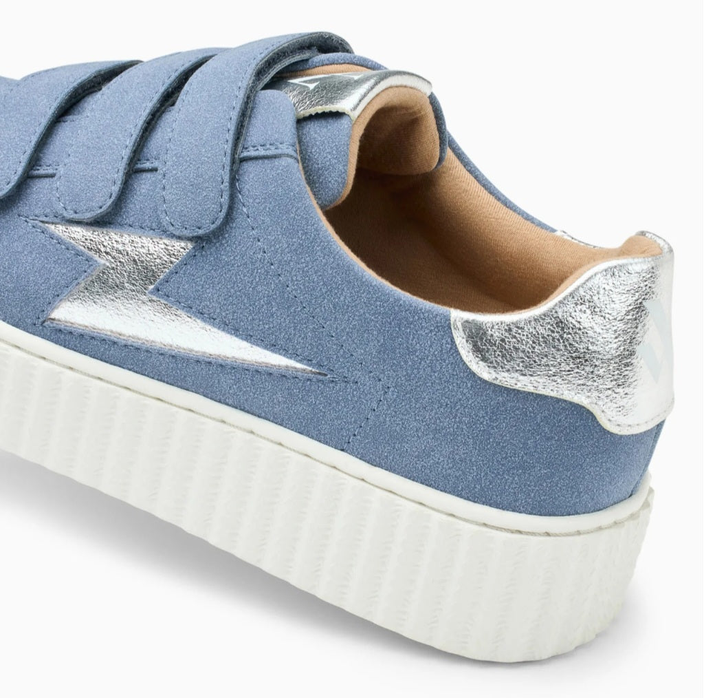 Vanessa Wu Alison blue and silver sneakers with velcro