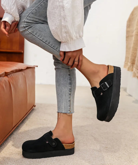 Mules platforme Cuir Noir