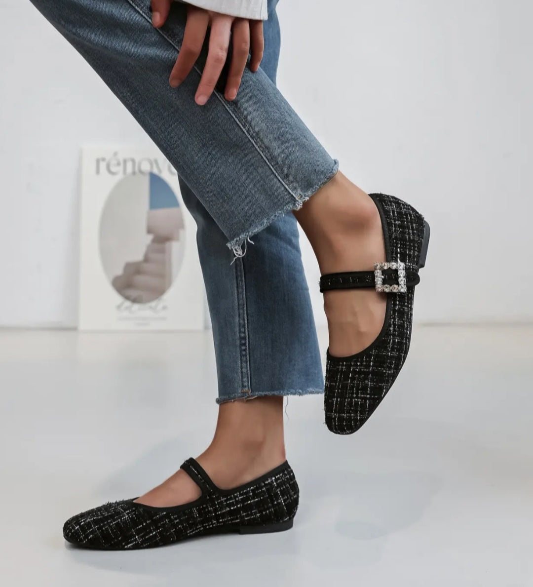 Ballerines babbies tweed Noir