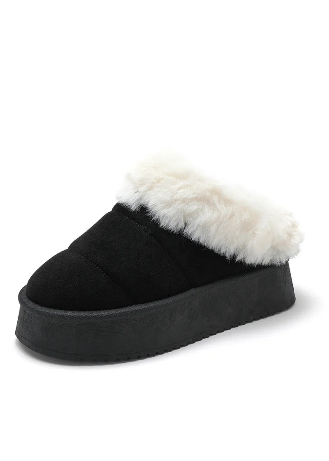 Black platform slippers