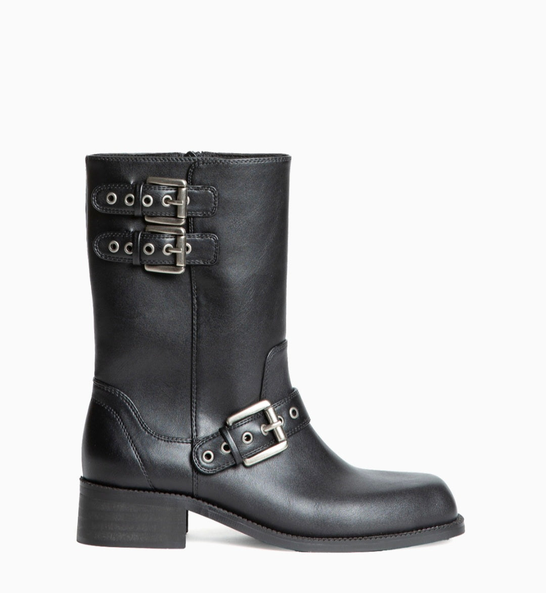 Corina Black Buckle Ankle Boots