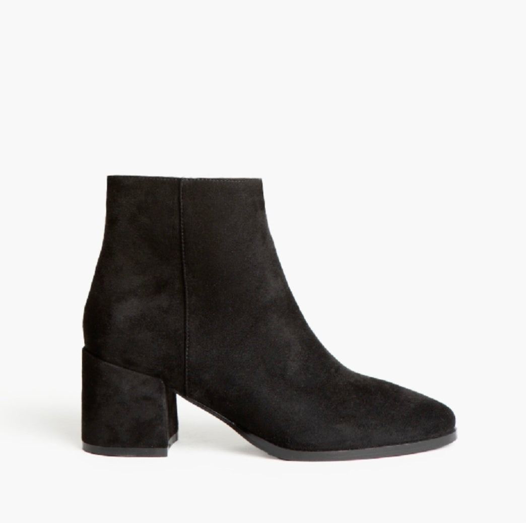 Corina Black Suede Ankle Boots