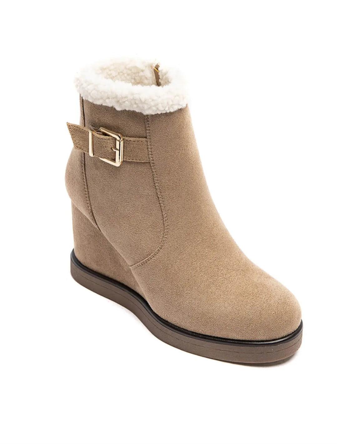 Bottines talon compensé Moumoute Beige