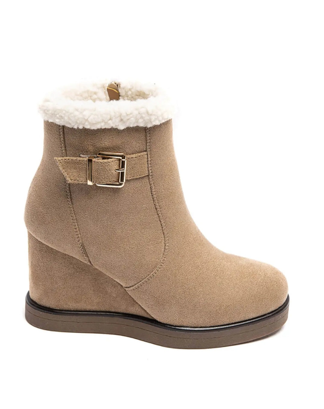 Bottines talon compensé Moumoute Beige