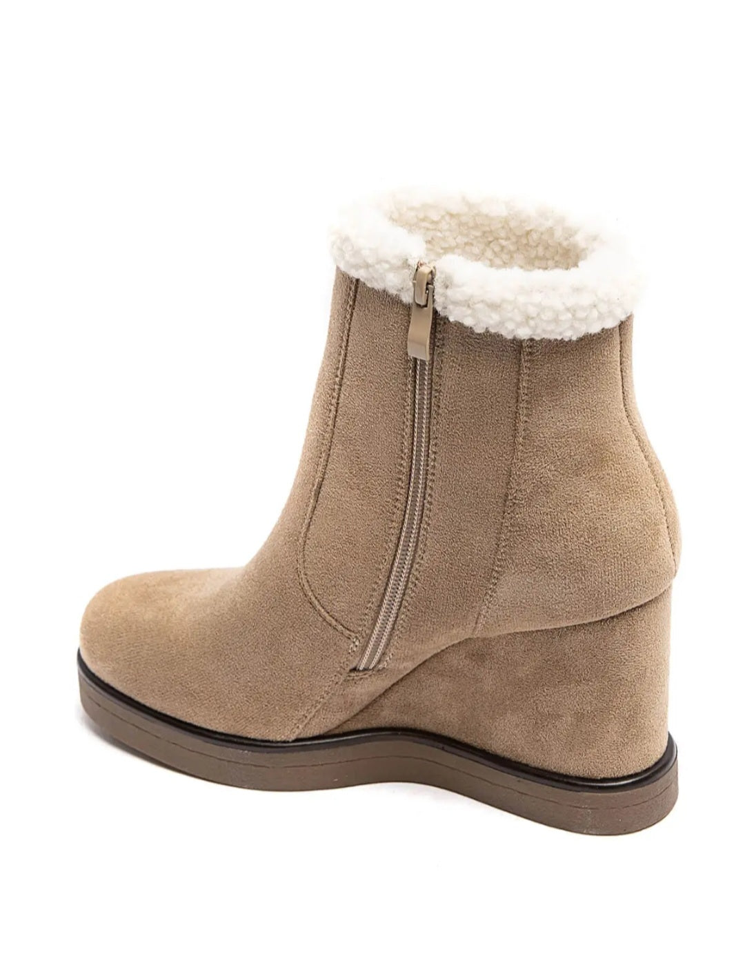 Bottines talon compensé Moumoute Beige