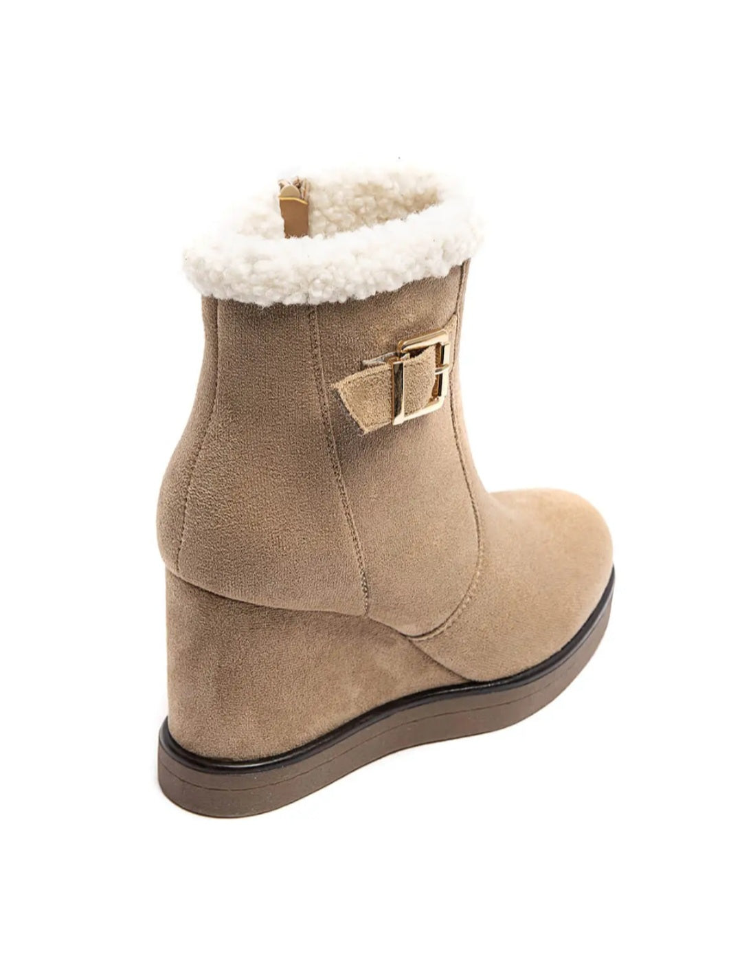 Bottines talon compensé Moumoute Beige