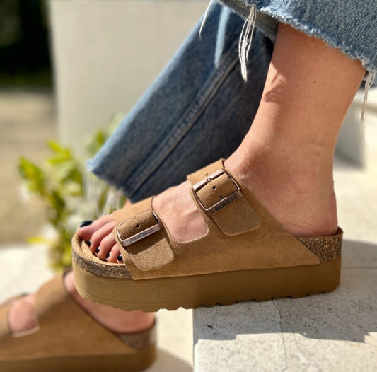 Mules Cuir platforme Sienna Pastelle Paris Camel