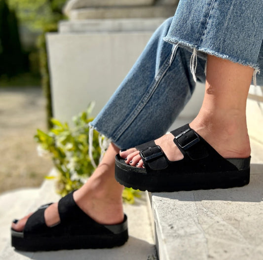 Mules Cuir Platfome Sienna Pastelle Paris Noir