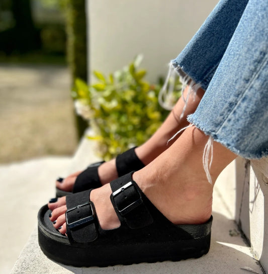 Mules Cuir Platfome Sienna Pastelle Paris Noir