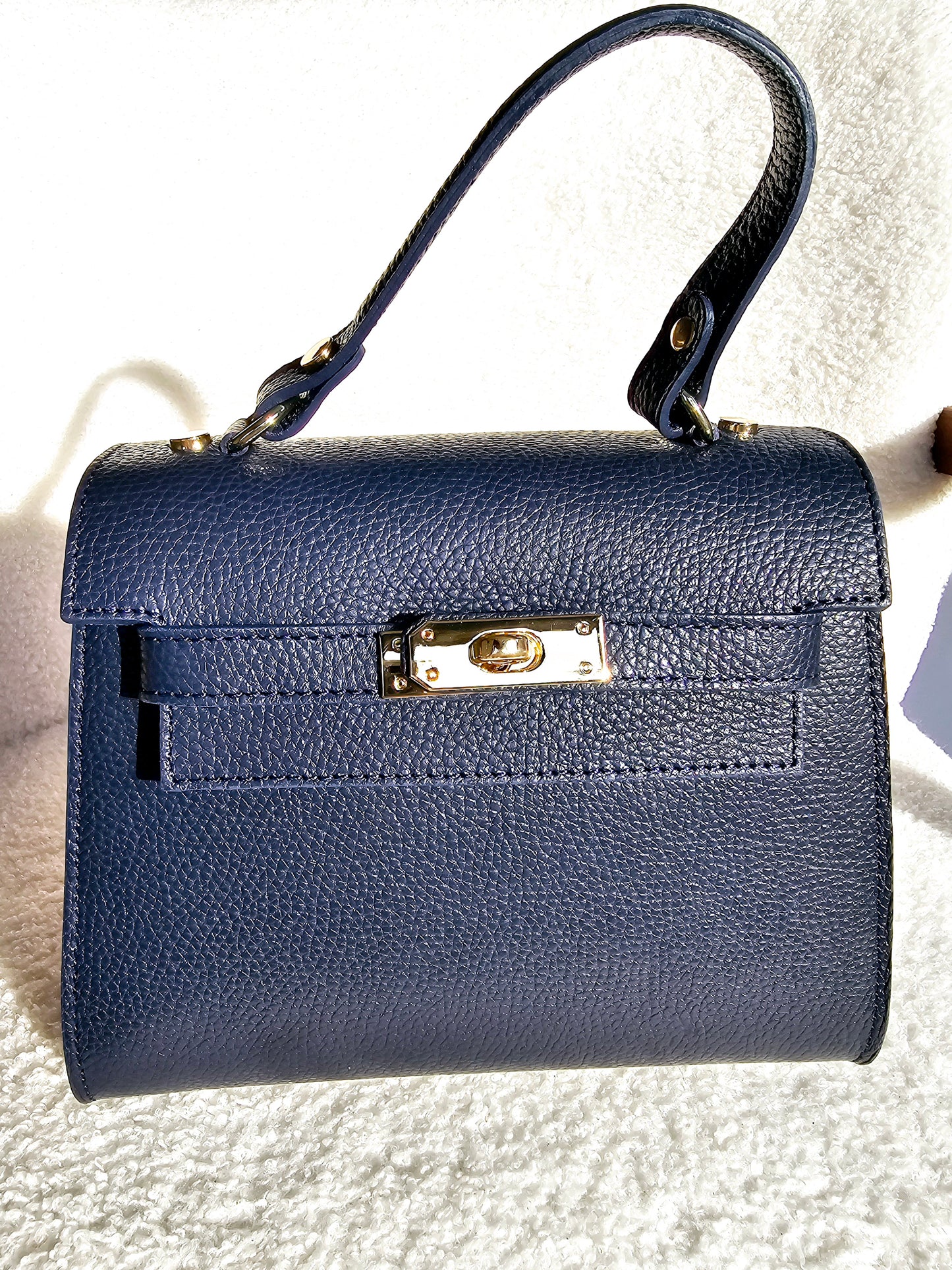 Sac Kellie cuir grainé Bleu marine