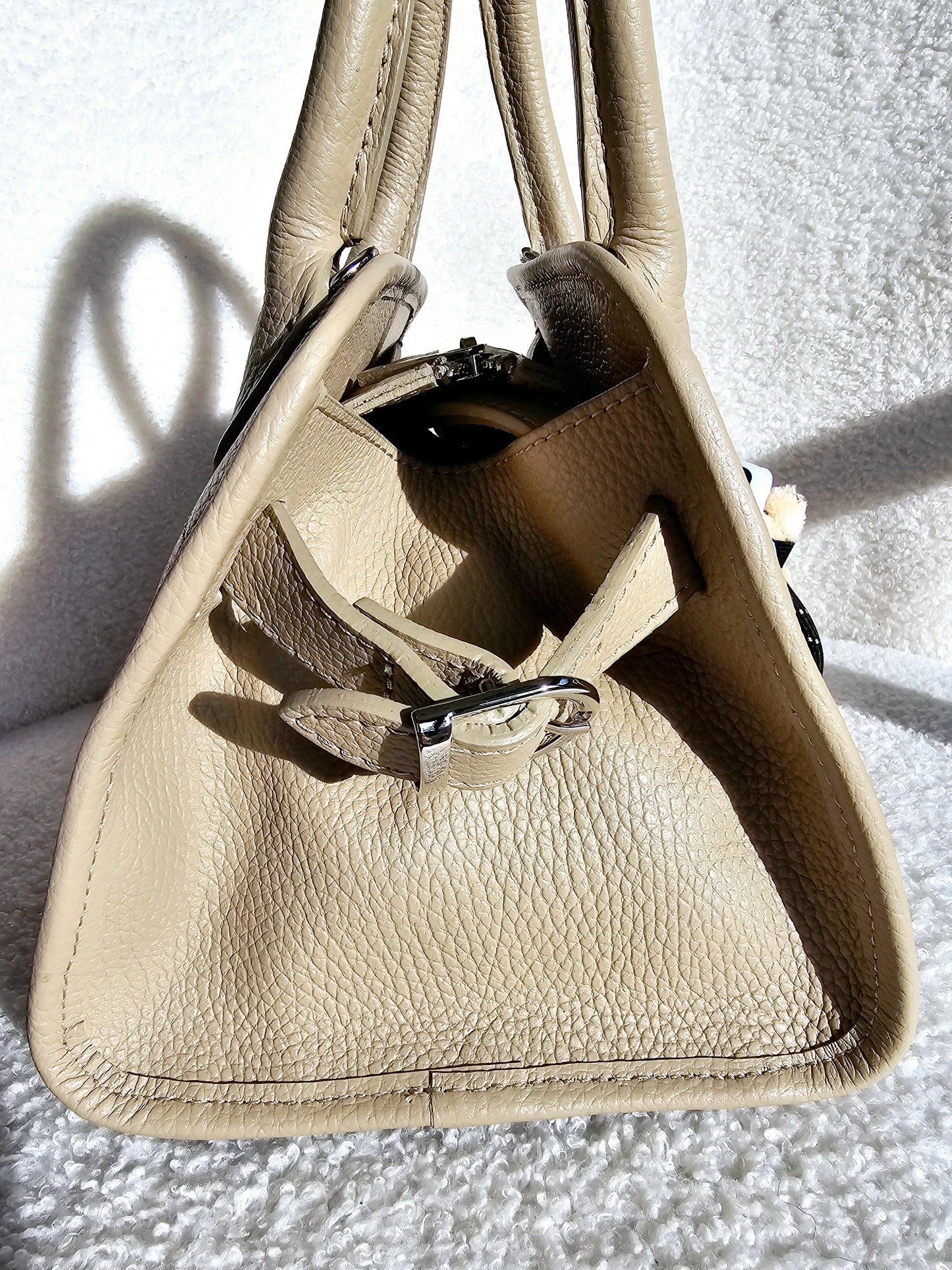 Sac Bowling cuir grainé petit format Taupe