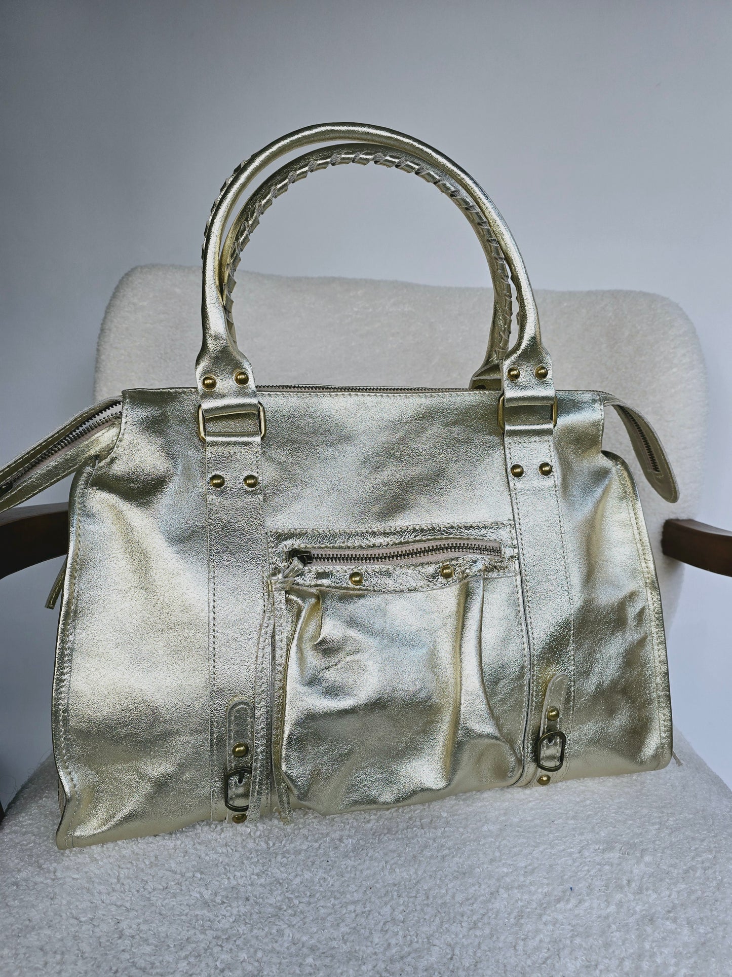 Large Balou bag 100% iridescent leather Gold