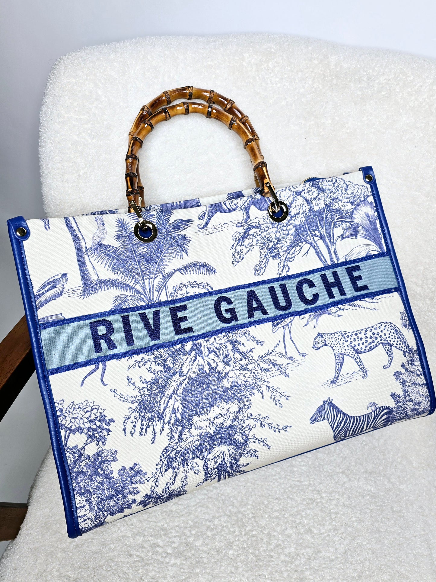 Sac Rive gauche grand format bambou Bleu