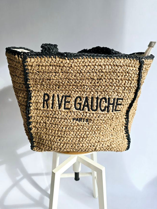 Cabas grand Rive Gauche raphia Noir