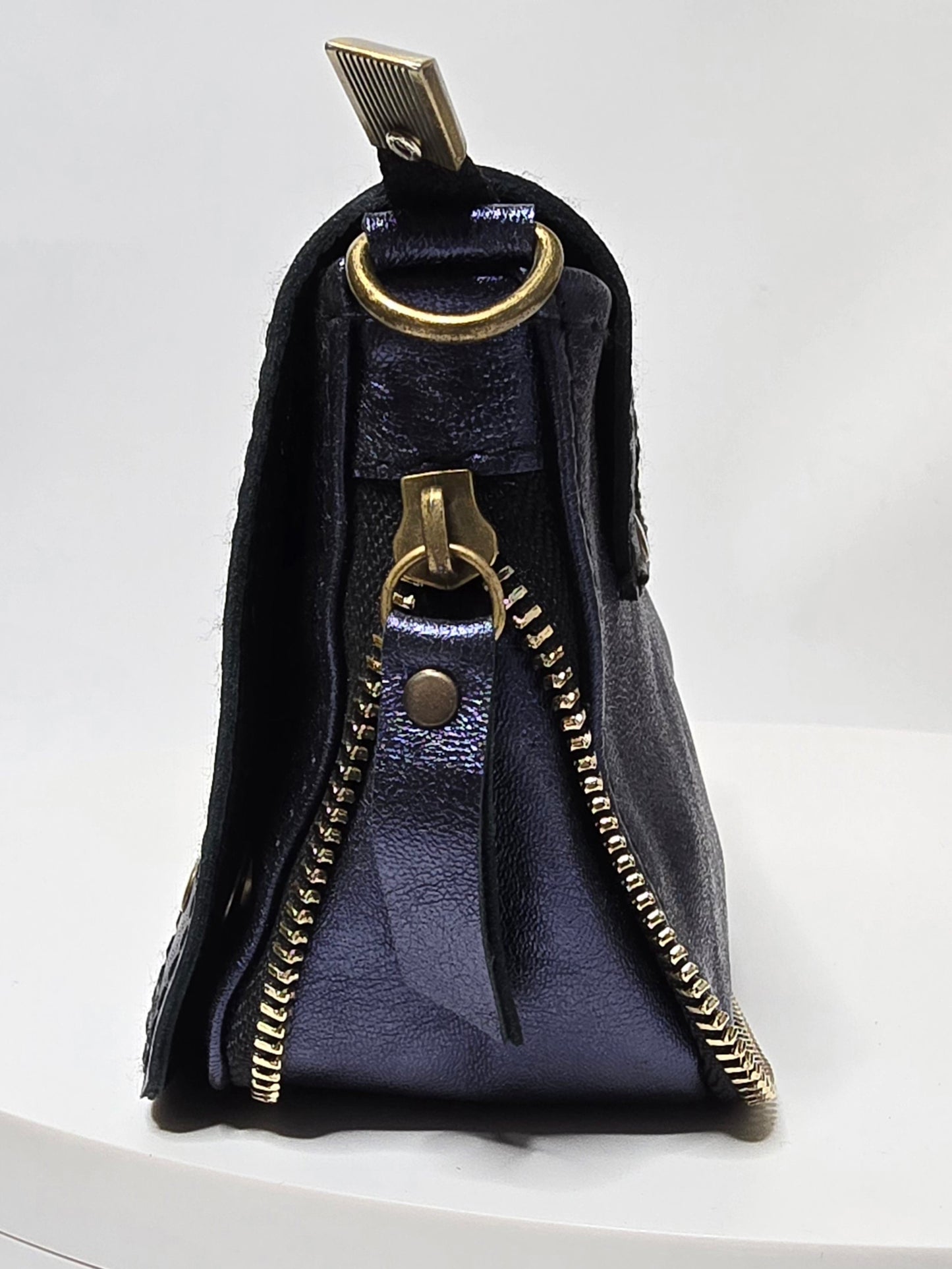 Jérôme bag, small iridescent model, navy blue