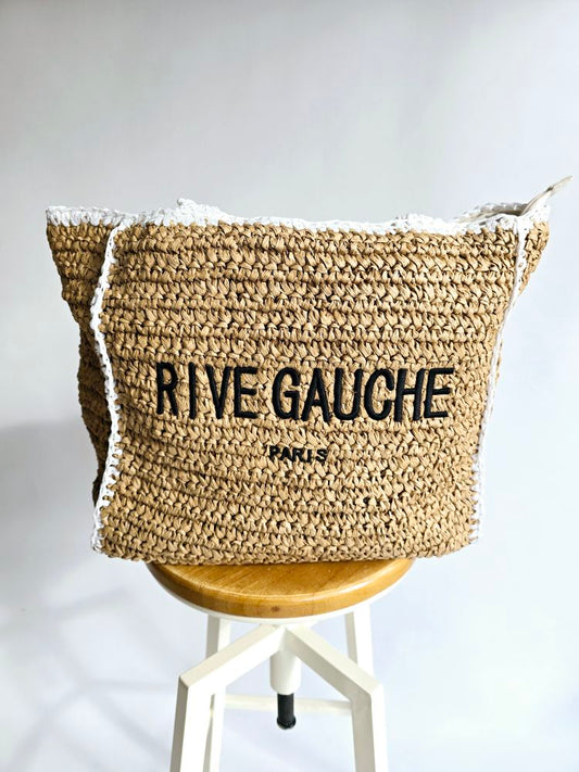 Cabas grand Rive Gauche raphia Blanc