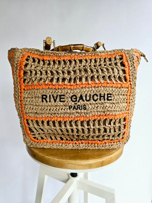 Cabas moyen Rive Gauche raphia Orange