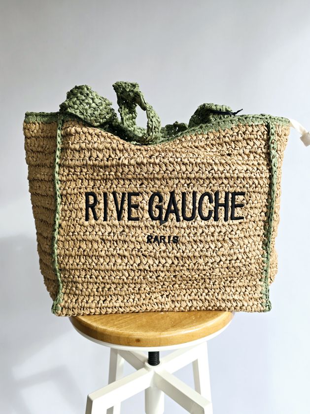 Cabas grand Rive Gauche raphia Vert