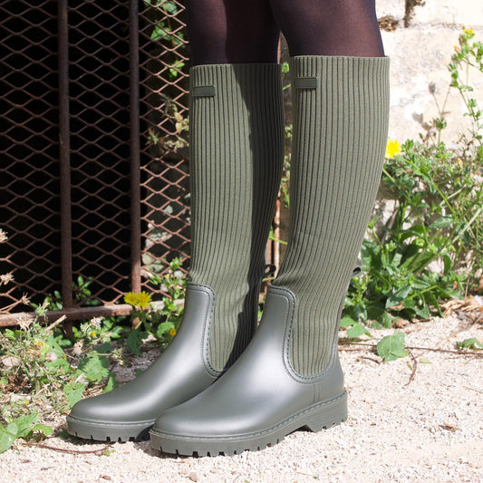 Bottes de pluie chaussette Kaki