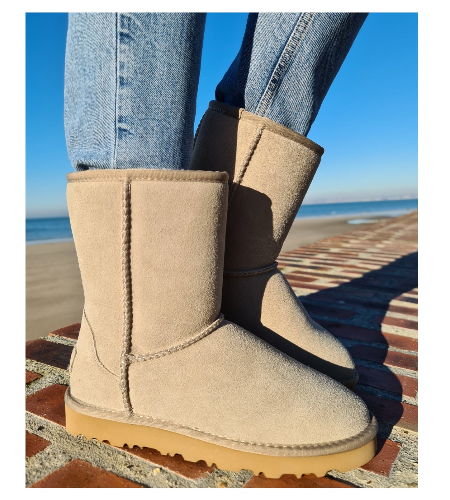 Women's classic taupe fur-lined boots