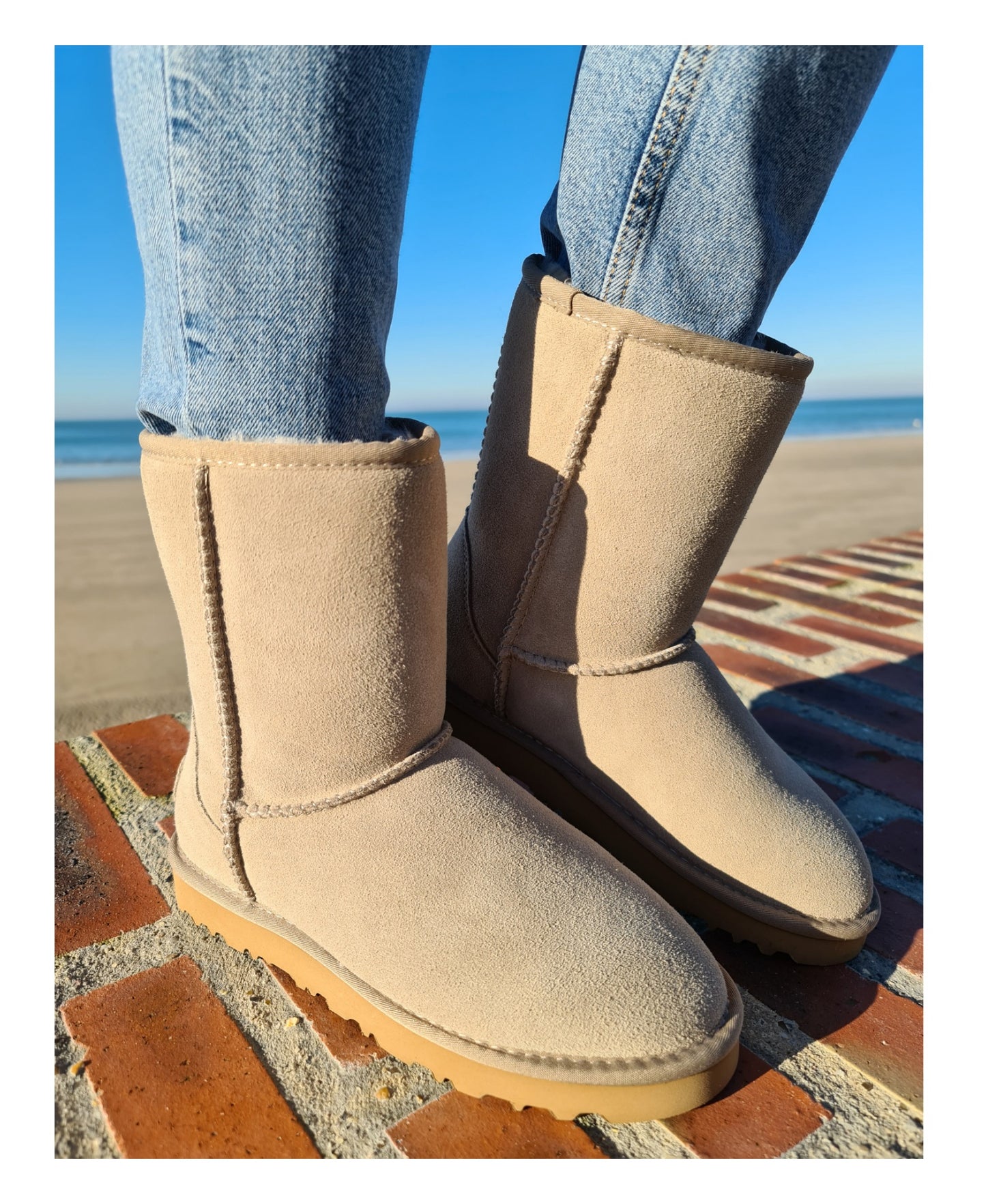 Women's classic taupe fur-lined boots